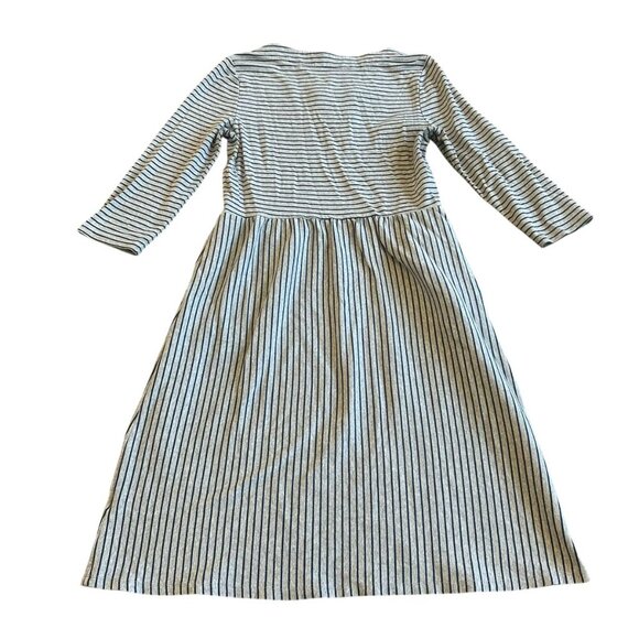 Boden Janie Stripe A-Line Dress Navy Grey Pockets 3/4 Sleeves Size 10L Women's - Picture 8 of 12